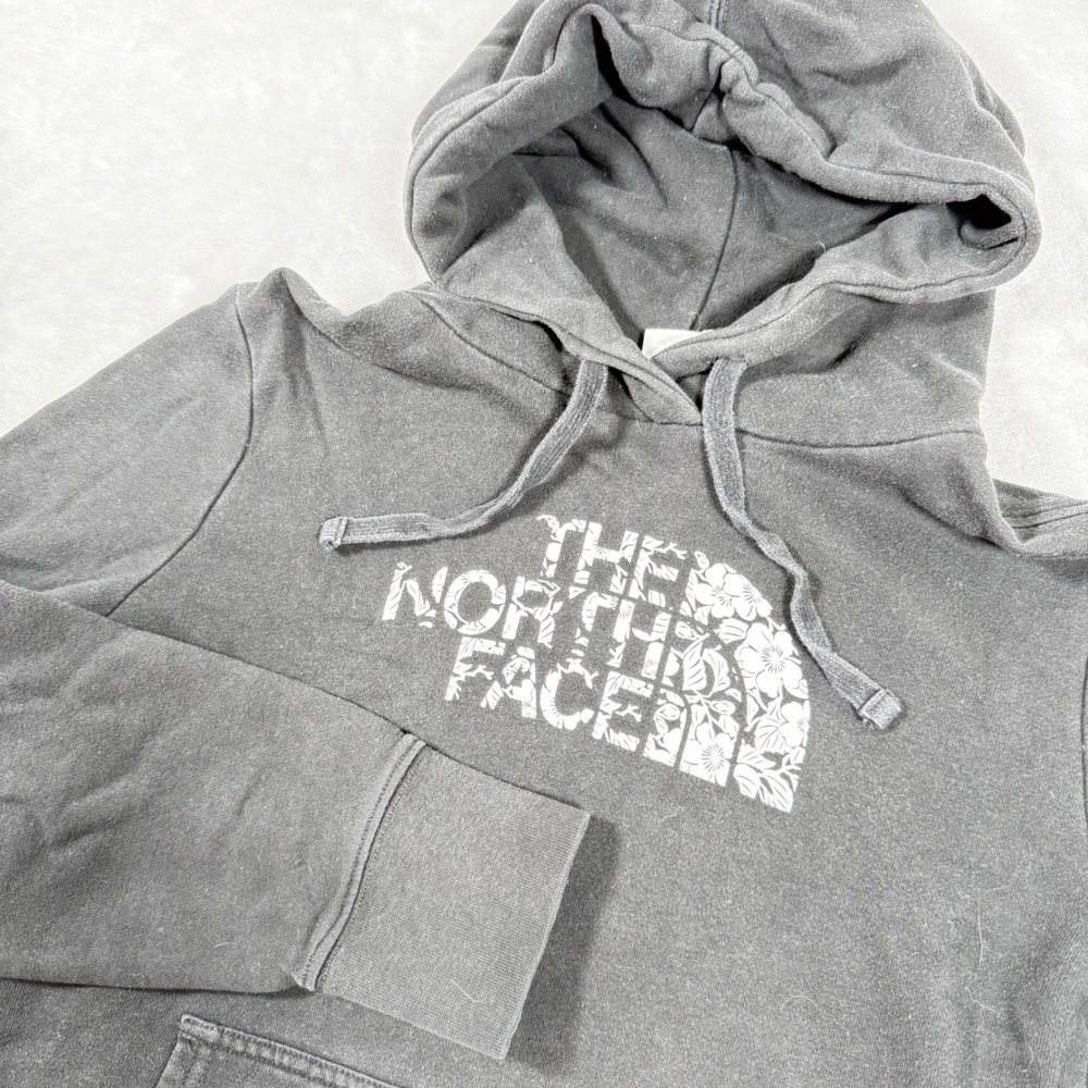 The North Face Womens Tropical Floral Logo Black Hoodie Sweatshirt‎ M Pullover